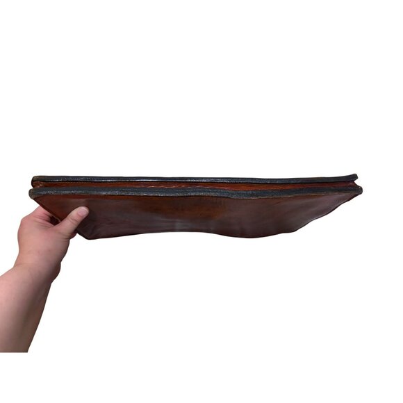 VTG Handmade Full Grain Leather Laptop Briefcase Western Rose Dual Compartments - Picture 9 of 11